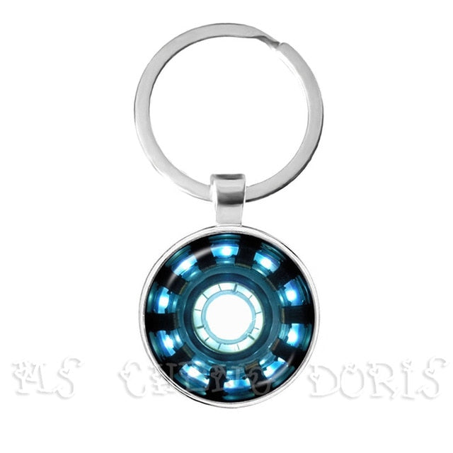 Glass Cabochon Pendant Marvel Iron Man Tony Stark Arc Reactor Keychains The Avengers 4 Endgame Quantum Realm Film Souvenir