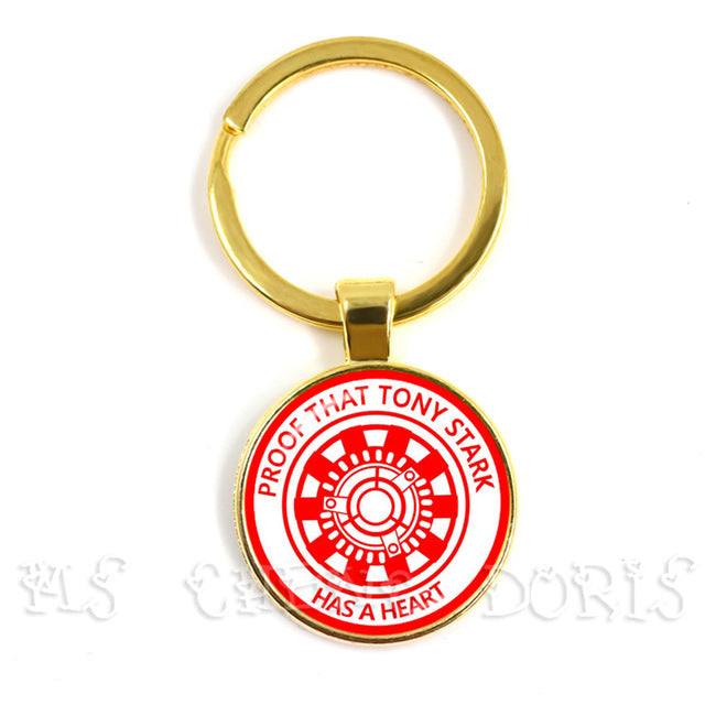 Glass Cabochon Pendant Marvel Iron Man Tony Stark Arc Reactor Keychains The Avengers 4 Endgame Quantum Realm Film Souvenir