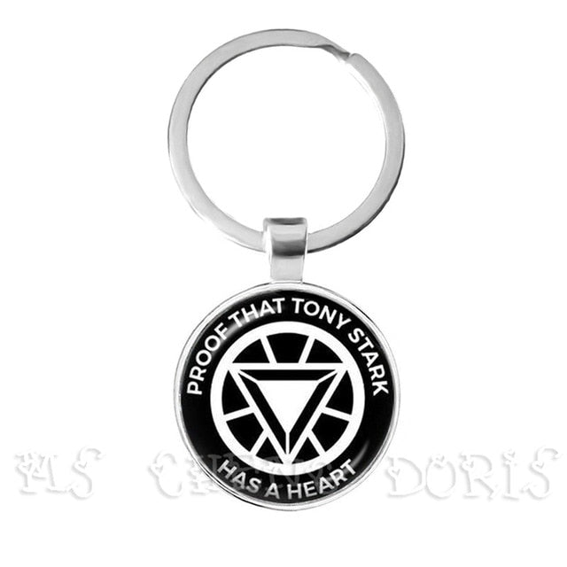 Glass Cabochon Pendant Marvel Iron Man Tony Stark Arc Reactor Keychains The Avengers 4 Endgame Quantum Realm Film Souvenir