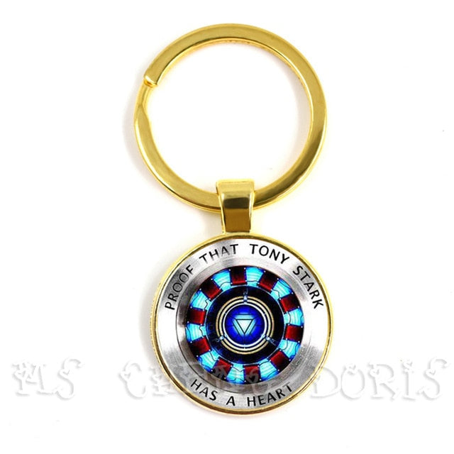 Glass Cabochon Pendant Marvel Iron Man Tony Stark Arc Reactor Keychains The Avengers 4 Endgame Quantum Realm Film Souvenir