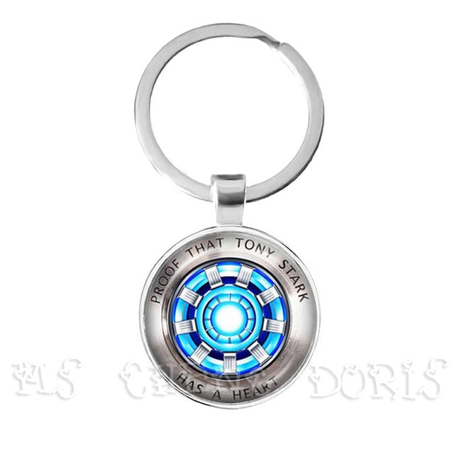 Glass Cabochon Pendant Marvel Iron Man Tony Stark Arc Reactor Keychains The Avengers 4 Endgame Quantum Realm Film Souvenir