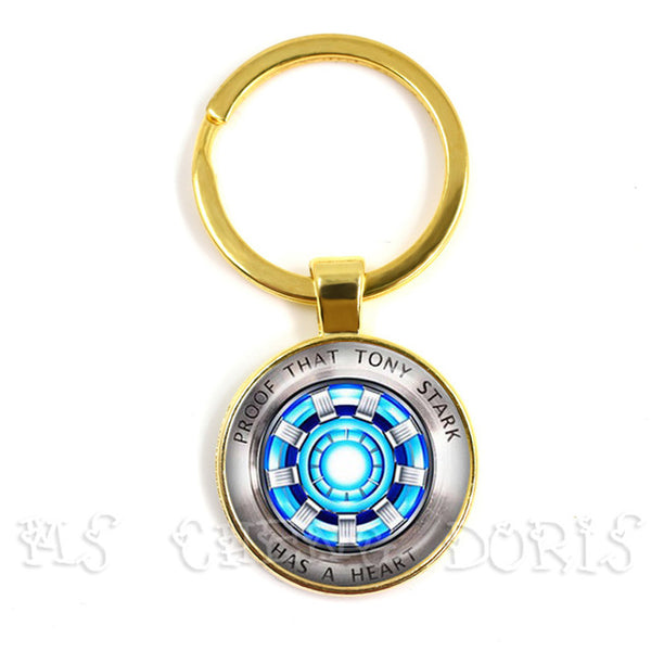 Glass Cabochon Pendant Marvel Iron Man Tony Stark Arc Reactor Keychains The Avengers 4 Endgame Quantum Realm Film Souvenir