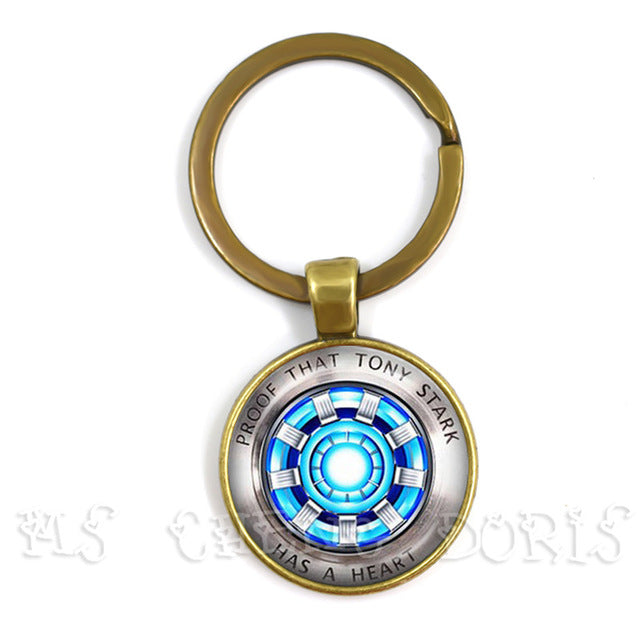 Glass Cabochon Pendant Marvel Iron Man Tony Stark Arc Reactor Keychains The Avengers 4 Endgame Quantum Realm Film Souvenir