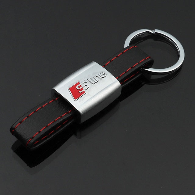 Applicable to Audi series car keychain Leather R Rs Sline AMG M tricolor Car model car keychain Pendant Q15