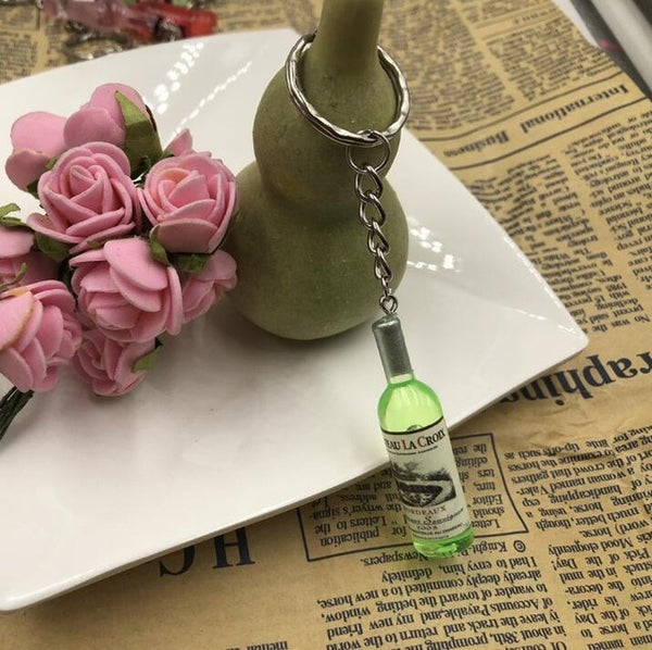 Fashion New Women/Men's Fashion Handmade Resin Wine Bottle Key Chains charm Key Rings Alloy Charms Gifts  Wholesale