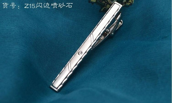New Metal Silver Tie Clip For Men Wedding Necktie Tie Clasp Clip Gentleman Tie Bar Crystal Tie Pin For Mens Accessories FD2000