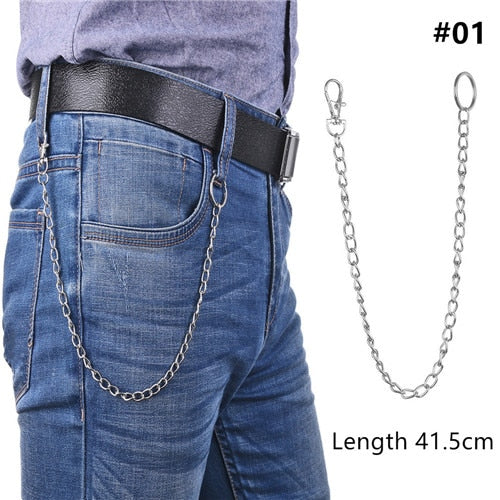1PC Long Trousers Hipster Key Chains Punk Street Big Ring Key Chain Metal Wallet Belt Chain Pant Keychain Unisex HipHop Jewelry