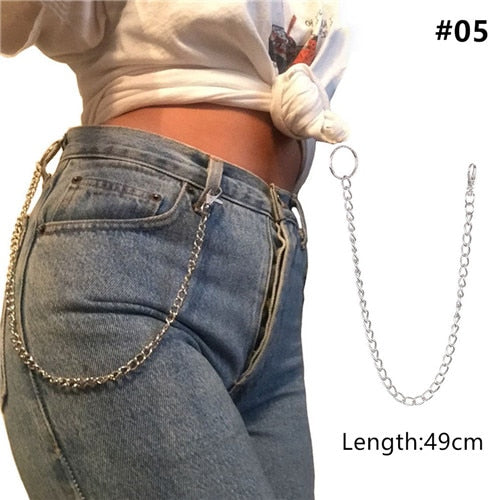 1PC Long Trousers Hipster Key Chains Punk Street Big Ring Key Chain Metal Wallet Belt Chain Pant Keychain Unisex HipHop Jewelry