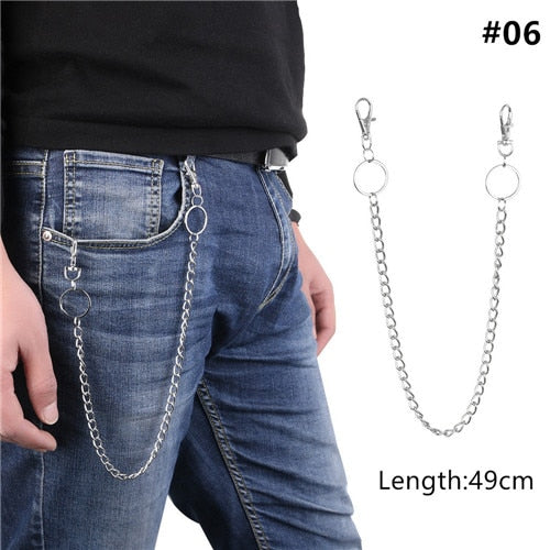 1PC Long Trousers Hipster Key Chains Punk Street Big Ring Key Chain Metal Wallet Belt Chain Pant Keychain Unisex HipHop Jewelry