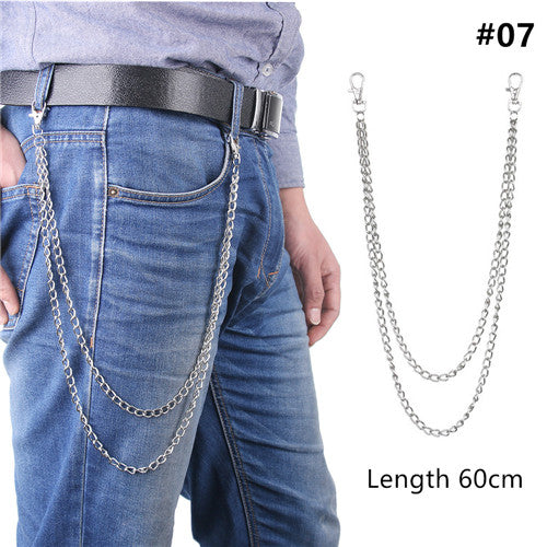 1PC Long Trousers Hipster Key Chains Punk Street Big Ring Key Chain Metal Wallet Belt Chain Pant Keychain Unisex HipHop Jewelry
