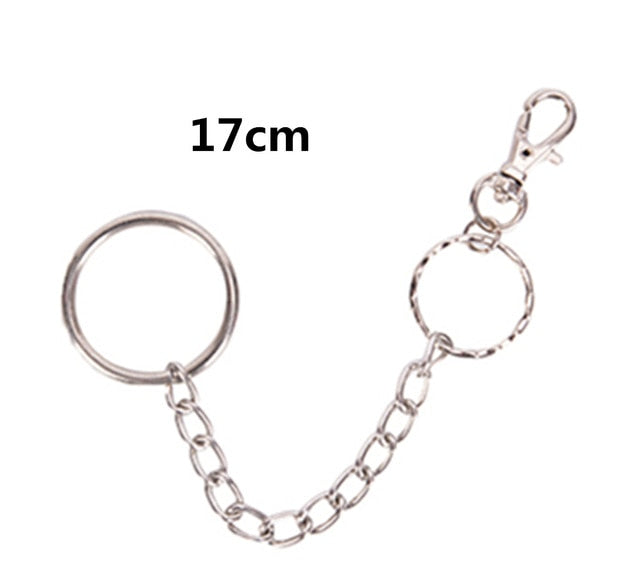 18/38/65cm Rock Punk  Long Metal Wallet Belt Chain Trousers Hipster Pant Jean Keychain Silver Ring Clip Keyring HipHop Jewelry