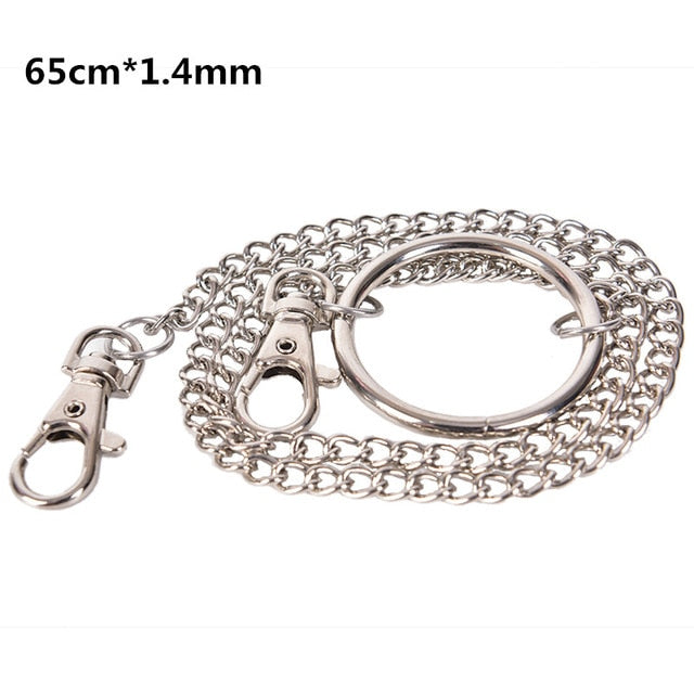 18/38/65cm Rock Punk  Long Metal Wallet Belt Chain Trousers Hipster Pant Jean Keychain Silver Ring Clip Keyring HipHop Jewelry