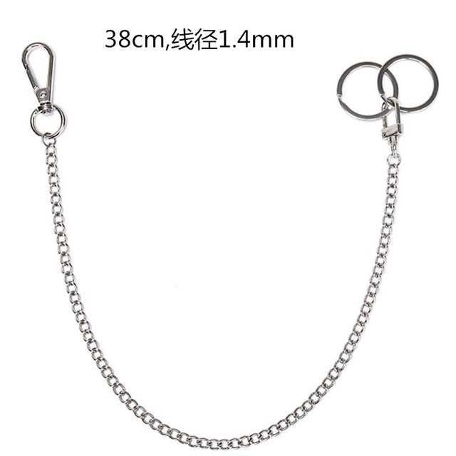 18/38/65cm Rock Punk  Long Metal Wallet Belt Chain Trousers Hipster Pant Jean Keychain Silver Ring Clip Keyring HipHop Jewelry