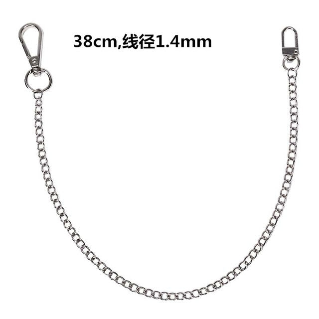 18/38/65cm Rock Punk  Long Metal Wallet Belt Chain Trousers Hipster Pant Jean Keychain Silver Ring Clip Keyring HipHop Jewelry