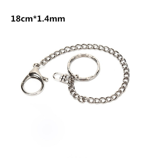 18/38/65cm Rock Punk  Long Metal Wallet Belt Chain Trousers Hipster Pant Jean Keychain Silver Ring Clip Keyring HipHop Jewelry