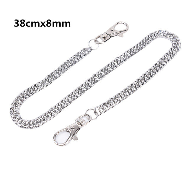 18/38/65cm Rock Punk  Long Metal Wallet Belt Chain Trousers Hipster Pant Jean Keychain Silver Ring Clip Keyring HipHop Jewelry